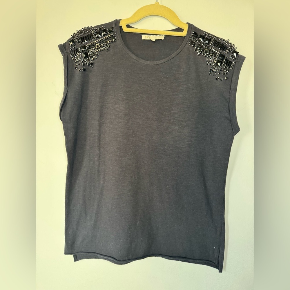 Maje Black Embellished T-Shirt – Size 2